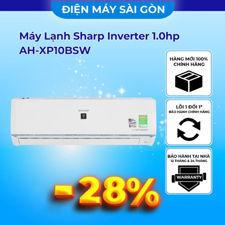 Máy Lạnh Sharp Inverter 1.0hp AH-XP10BSW